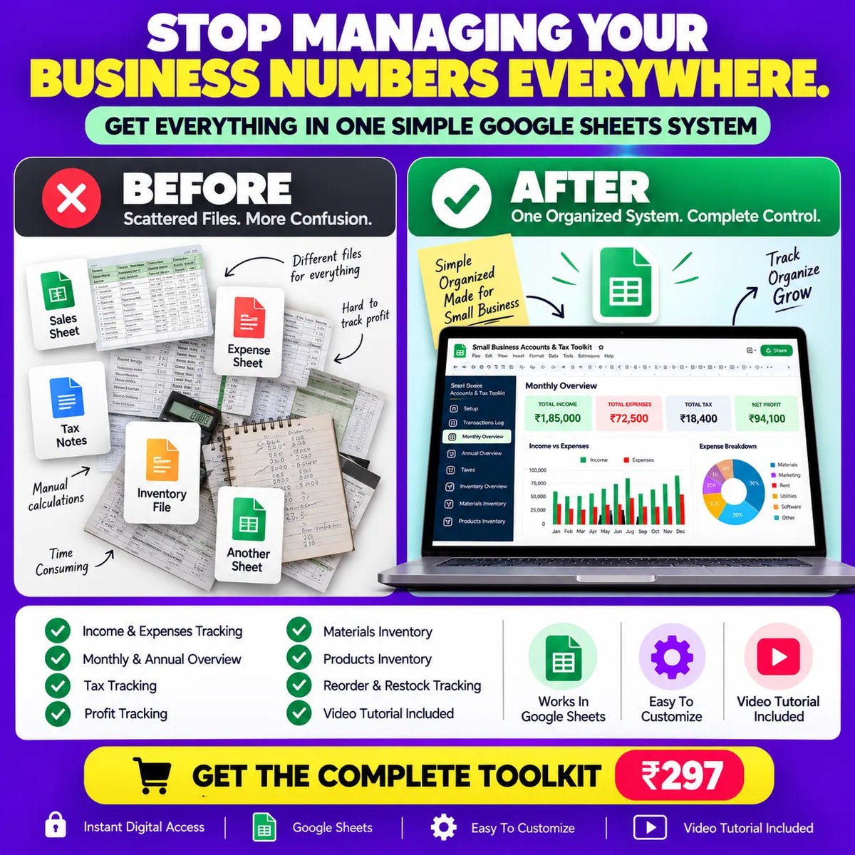 Small Business Accounts & Tax Toolkit + Business Owner HABIT TRACKER