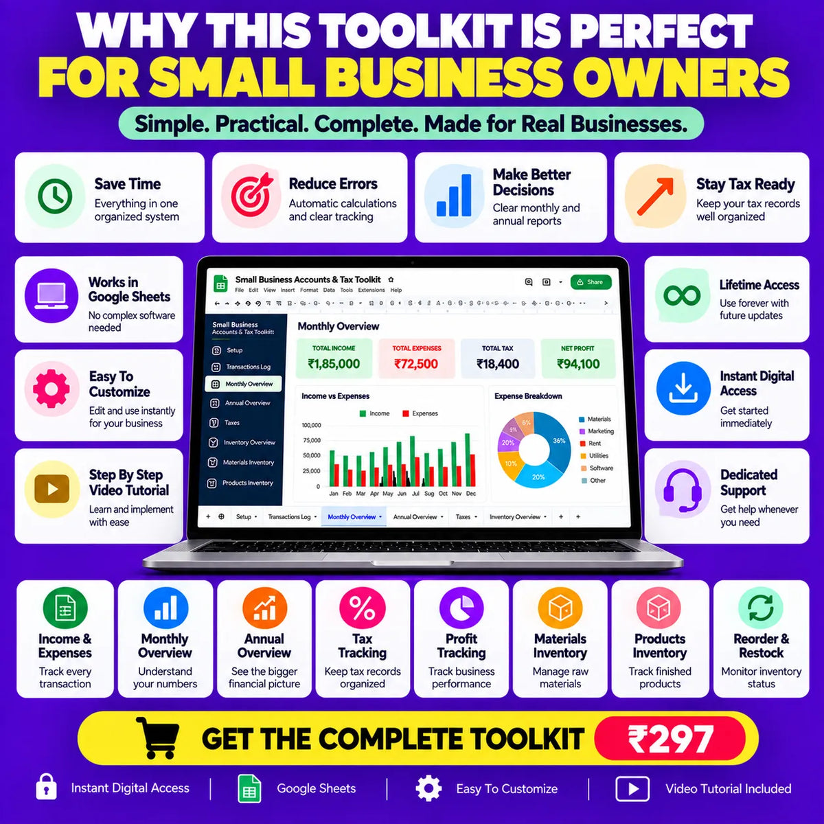 Small Business Accounts & Tax Toolkit + Business Owner HABIT TRACKER